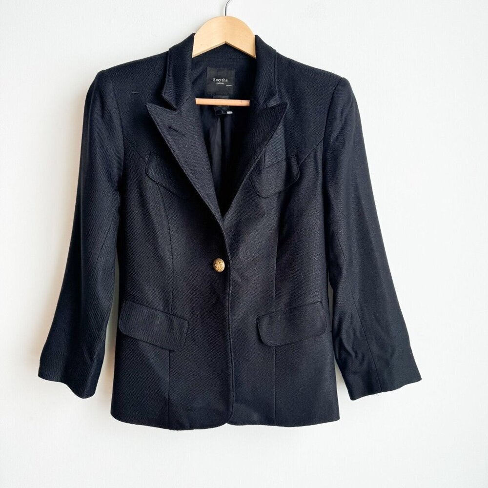 Smythe Black Fitted One button Blazer 6